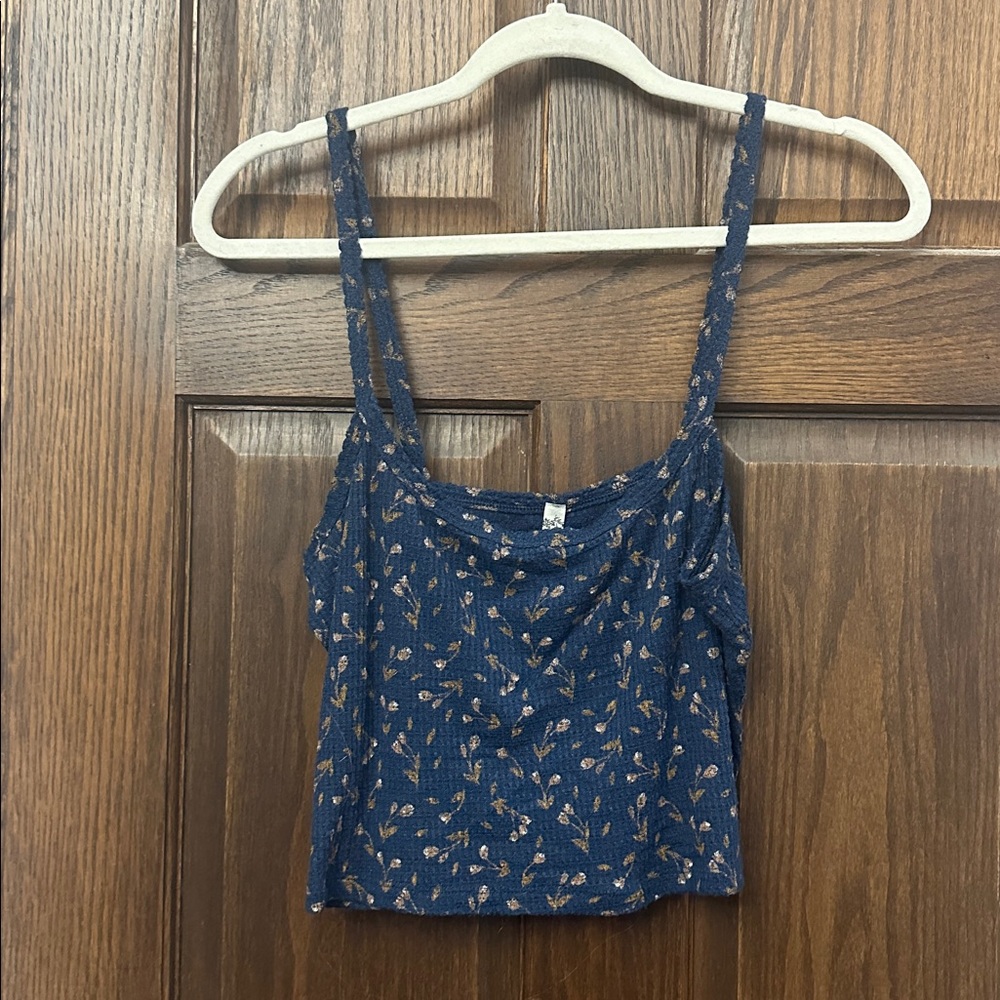 free people Navy and Gold Knit Top